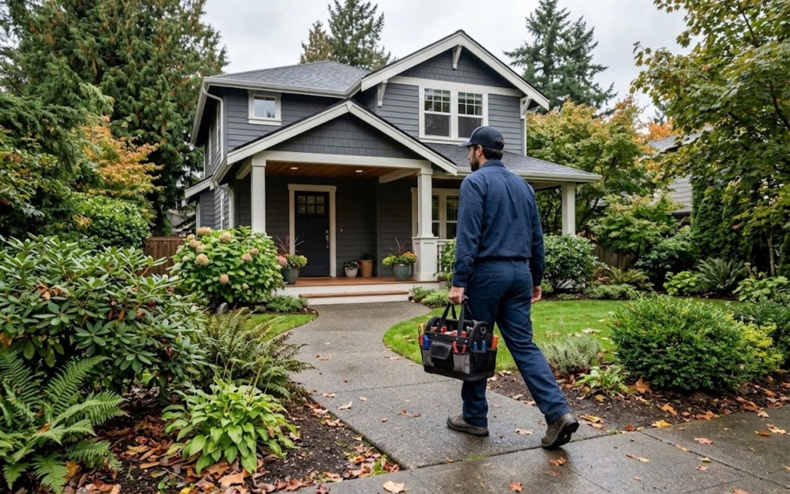 Kent Apex Plumbing technician arriving at a home in Kent, WA